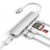 Satechi USB-C Multiport Adapter V2 - мултифункционален хъб за свързване на допълнителна периферия за компютри с USB-C (сребрист) 5