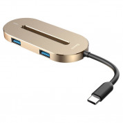 Baseus USB-C to HDMI + USB 3.0 O Hub (CABOOK-0V) - USB-C хъб за свързване от USB-C към HDMI и USB 3.0 (златист)
