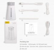 Baseus Slim Waist Humidifier (with accessories) - овлажнител за въздух с мини вентилатор и USB LED лампа в комплекта (бял) 7