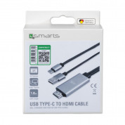 4smarts USB-C to HDMI Cable (Charging function) - кабел за свързване и зареждане от USB-C към HDMI за мобилни устройства с USB-C (черен) 1