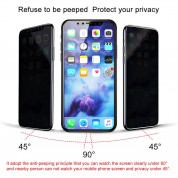 Baseus Privacy 3D Tempered Glass (SGAPIPHX-TG01) - калено стъклено защитно покритие с извити ръбове и определен ъгъл на виждане за целия дисплея на iPhone 11 Pro, iPhone XS, iPhone X (черен-прозрачен) 3