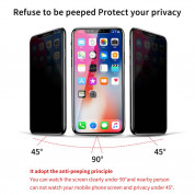 Baseus Privacy Tempered Glass - калено стъклено защитно покритие с определен ъгъл на виждане за дисплея на iPhone 11 Pro, iPhone XS, iPhone X 2