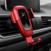 Baseus Metal Wireless Charger Gravity Car Mount (WXYL-B09) - поставка за радиатора на кола с безжично зареждане за Qi съвместими смартфони (червен) 7