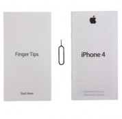 Apple Manual & SIM Removal tool - стикери, упътване и метална скоба за сим картата за iPhone 4