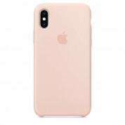 Apple Silicone Case - оригинален силиконов кейс за iPhone XS (пясъчна роза)