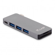LMP Basic USB-C to SD/Micro SD, 3 USB Adapter - 3-портов USB 3.0 хъб и SD/Micro SD слот (тъмносив)