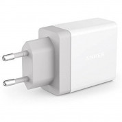 Anker PowePort 2 24W USB Charger с PowerIQ и VoltageBoost - захранване с два USB изхода, технология за бързо зареждане и microUSB кабел (бял) 1