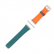4smarts Leather Duett Wrist Band - кожена каишка за Apple Watch 42мм, 44 мм (зелен-оранжев)