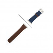 4smarts Leather Duett Wrist Band - кожена каишка за Apple Watch 42мм, 44 мм (кафяв-син) 1