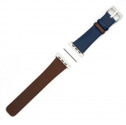 4smarts Leather Duett Wrist Band - кожена каишка за Apple Watch 42мм, 44 мм (кафяв-син)