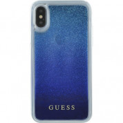 Guess Glitter Hard Case - дизайнерски кейс с висока защита за Apple iPhone XS, iPhone X (тъмносин)