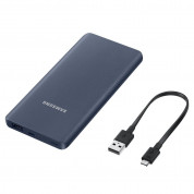 Samsung Universal Battery Pack EB-P3020CS 5000mAh - външна батерия с MicroUSB кабел и USB-C адаптер за мобилни устройства (тъмносин)  3