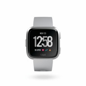 Fitbit Versa (NFC) - умен фитнес часовник с известия и следене на дневната и нощна активност на организма за iOS, Android и Windows Phone (сив-сребрист)