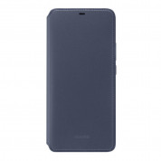 Huawei Wallet Cover Case - оригинален кожен калъф с поставка за Huawei Mate 20 Pro (тъмносин)
