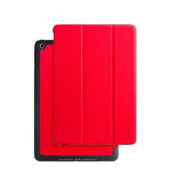 Uniq Tri-Fold Case - кожен кейс и поставка с отделение за Apple Pencil за iPad 6 (2018), iPad 5 (2017) (червен)