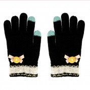 Зимни дамски плетени ръкавици за тъч екрани Size M/L (черни)