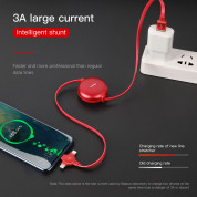 Baseus Little Octopus 3in1 Cable MicroUSB, USB-C and Lightning Connectors - качествен USB кабел с Lightning, microUSB и USB-C конектори (червен) 7