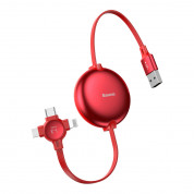 Baseus Little Octopus 3in1 Cable MicroUSB, USB-C and Lightning Connectors (red)