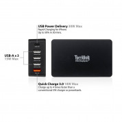 Torrii TorriiBolt 5 Ports Charging Hub (63W) With Quick Charge 3.0 - захранване с 5 x USB изхода за мобилни телефони и таблети (черен)  1