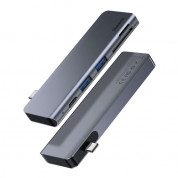 Baseus USB-C Harmonica 5-in-1 Hub Adapter (CAHUB-K0G) - мултифункционален хъб за свързване на допълнителна периферия за MacBook (тъмносив)