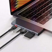 Baseus USB-C Harmonica 5-in-1 Hub Adapter (CAHUB-K0G) - мултифункционален хъб за свързване на допълнителна периферия за MacBook (тъмносив) 5
