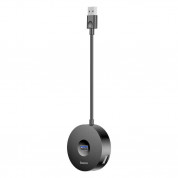 Baseus USB-A Round Box Hub Adapter - 4-портов USB хъб за компютри и лаптопи (15 см) (черен) 2