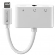 4smarts Audio and Charging Splitter Lightning to 2x Lightning + 3.5 mm Aux Audio Connector (6,5cm) (white)