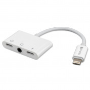 4smarts Audio and Charging Splitter Lightning to 2x Lightning + 3.5 mm Aux Audio Connector (6,5cm) (white) 1