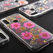 4smarts Soft Cover Glamour Bouquet - силиконов (TPU) калъф с цветя за Huawei P20 Lite (прозрачен-бял)