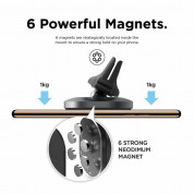 Elago Hexa Magnetic Aluminum Car Mount - алуминиева магнитна поставка за радиатора на кола за смартфони (черна) 5