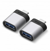 Elago USB-C Male to USB-A 3.0 Female Adapter - алуминиев USB адаптер за MacBook и устройства с USB-C порт (сребрист) (2 броя)