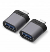 Elago USB-C Male to USB-A 3.0 Female Adapter - алуминиев USB адаптер за MacBook и устройства с USB-C порт (тъмносив) (2 броя)