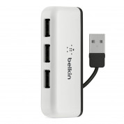 Belkin Travel 4-Port USB 2.0 Hub with Built-In Cable Management (White) - 4ри портов USB хъб с прибиращ се кабел