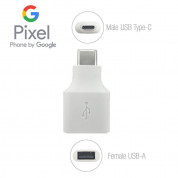 Google Pixel USB-C to USB-A OTG Adapter - USB-C към USB-A адаптер за устройства с USB-C (бял) (bulk)