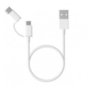 Xiaomi 2-in-1 USB Cable Micro USB to USB-C - универсален кабел с MicroUSB и USB-C конектори (бял) 