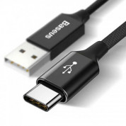 Baseus Artistic Striped USB-C Cable - кабел с въжена оплетка за устройства с USB-C порт (черен) (5 метра)
