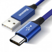 Baseus Artistic Striped USB-C Cable - кабел с въжена оплетка за устройства с USB-C порт (син) (5 метра)