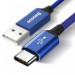 Baseus Artistic Striped USB-C Cable - кабел с въжена оплетка за устройства с USB-C порт (син) (5 метра) 1