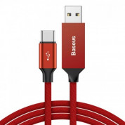 Baseus Artistic Striped USB-C Cable - кабел с въжена оплетка за устройства с USB-C порт (червен) (5 метра) 1
