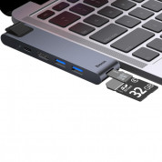 Baseus Thunderbolt C+ Pro USB-C Hub - мултифункционален хъб за свързване на допълнителна периферия за MacBook (тъмносив) 3