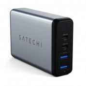 Satechi 75W Dual USB-C Multiport Travel Charger - захранване с два USB-C изхода (60W + 18W) и 2 x USB изхода за мобилни телефони, таблети и MacBook (сив)