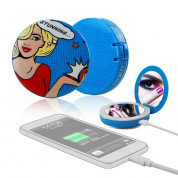 Hyper Comic Blond Pearl Mini Make-Up Mirror And Power Bank 1600mAh - джобна външна батерия с огледало и LED светлина (син) 2