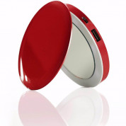 Hyper Pearl Make-Up Mirror And Power Bank 3000mAh - джобна външна батерия с огледало и LED светлина (червен)