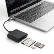 HyperDrive USB-C Pro Card Reader - четец за microSD, SD и CF карти памет за мобилни устройства с USB-C (черен)