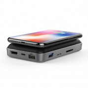 HyperDrive 7.5W Wireless Charger USB-C Hub - поставка (пад) за безжично зареждане и мултифункционален USB-C хъб (черен)