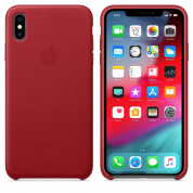 Apple iPhone Leather Case - оригинален кожен кейс (естествена кожа) за iPhone XS (червен) 3