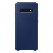 Samsung Leather Cover EF-VG975LNEGWW - оригинален кожен калъф (естествена кожа) за Samsung Galaxy S10 Plus (тъмносин)