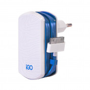 iGo 30-pin Wall Charger - захранване за ел. мрежа с вграден 30-pin Dock кабел за iPhone 4/4S, iPad и Apple устройства с 30-pin порт