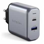 Satechi 30W Dual USB-C Wall Charger - захранване с USB-C изход (18W) и 1 x USB 3.0 изход (сив)