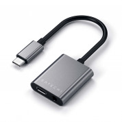 Satechi USB-C to 3.5mm Headphone Jack Adapter - активен адаптер USB-C към 3.5 мм. аудио изход и USB-C изход (сив)